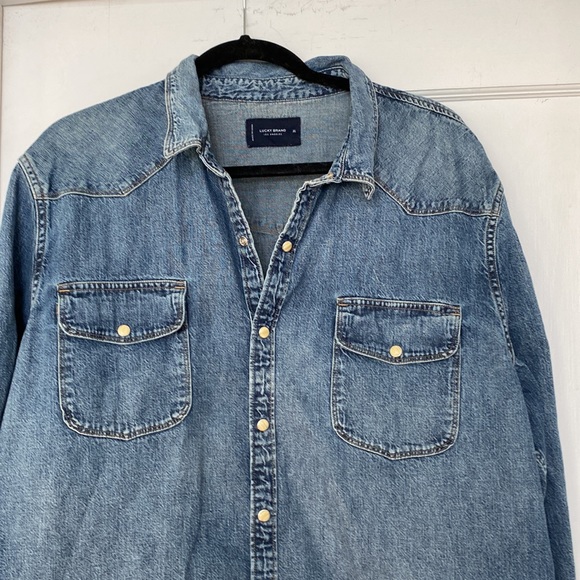 EUC LUCKY BRAND UNISEX DENIM SHIRT - Picture 2 of 9